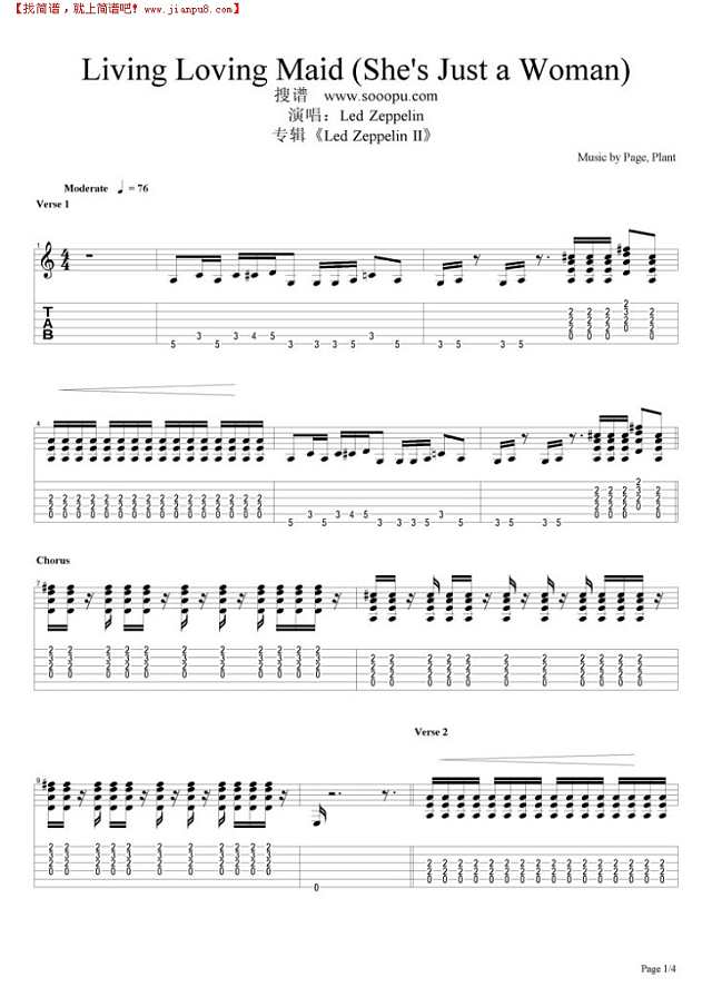 Living Loving Maid (She`s Just a Woman)吉他谱