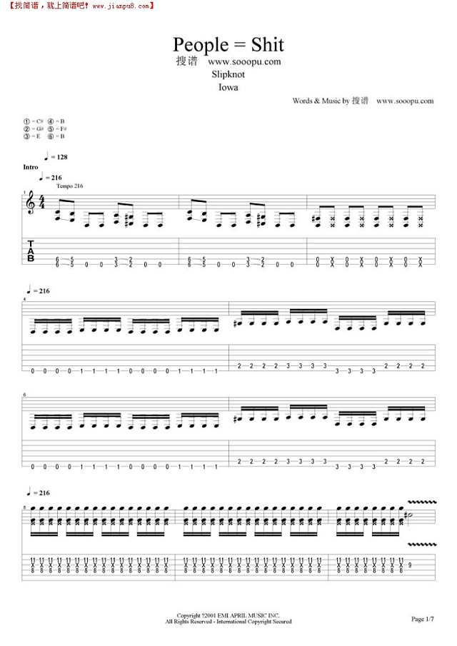 People = Shit吉他谱