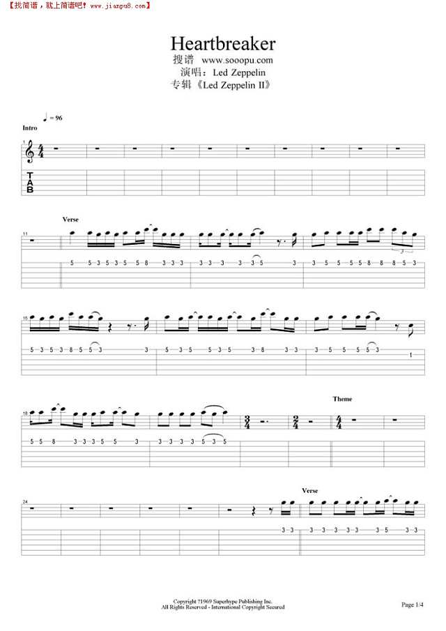 Heartbreaker吉他谱