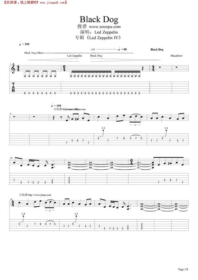Black Dog吉他谱