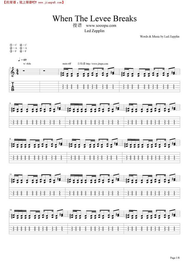 When The Levee Breaks吉他谱