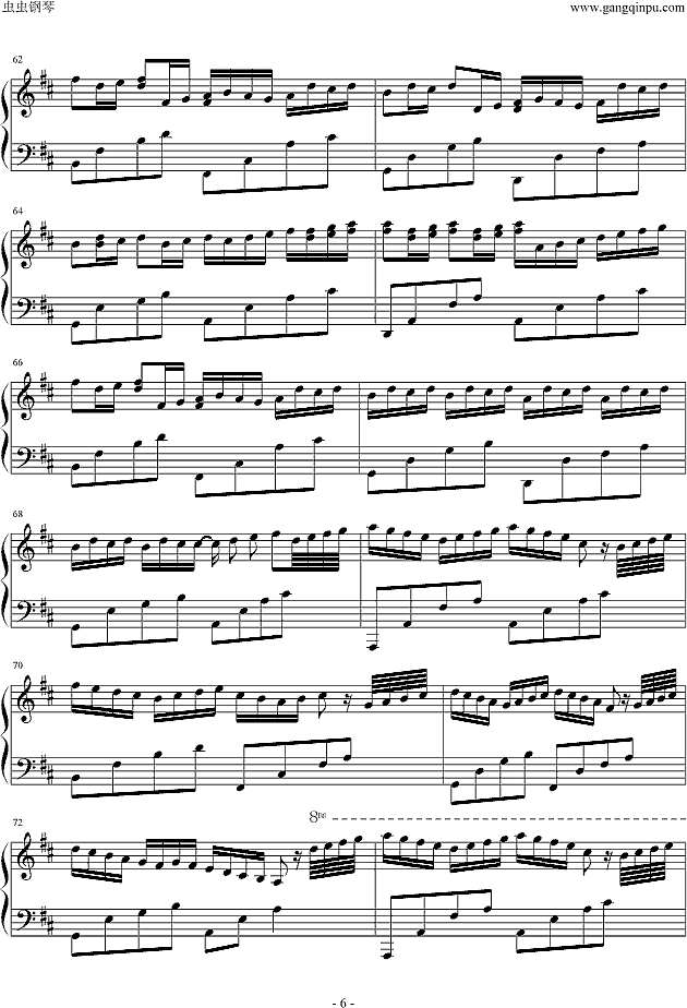 D大调卡农Jeffrey Michael版节选钢琴谱