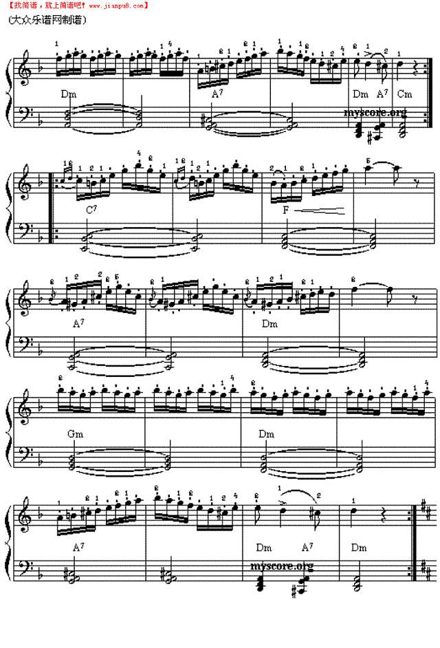 查尔达士舞曲(五线谱)电子琴谱