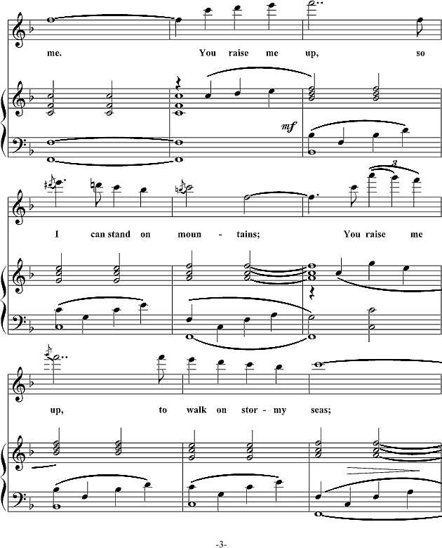 You Raise Me Up弹唱谱钢琴谱