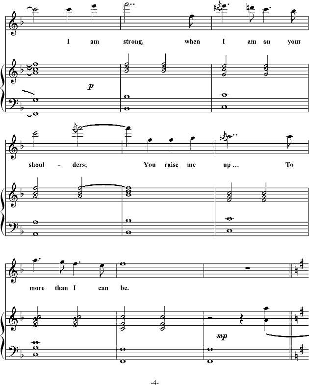 You Raise Me Up弹唱谱钢琴谱