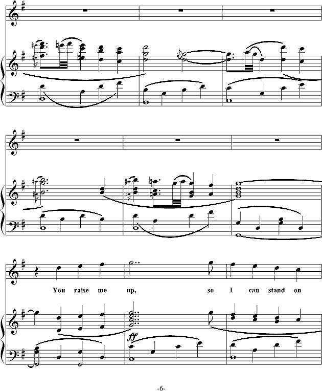 You Raise Me Up弹唱谱钢琴谱