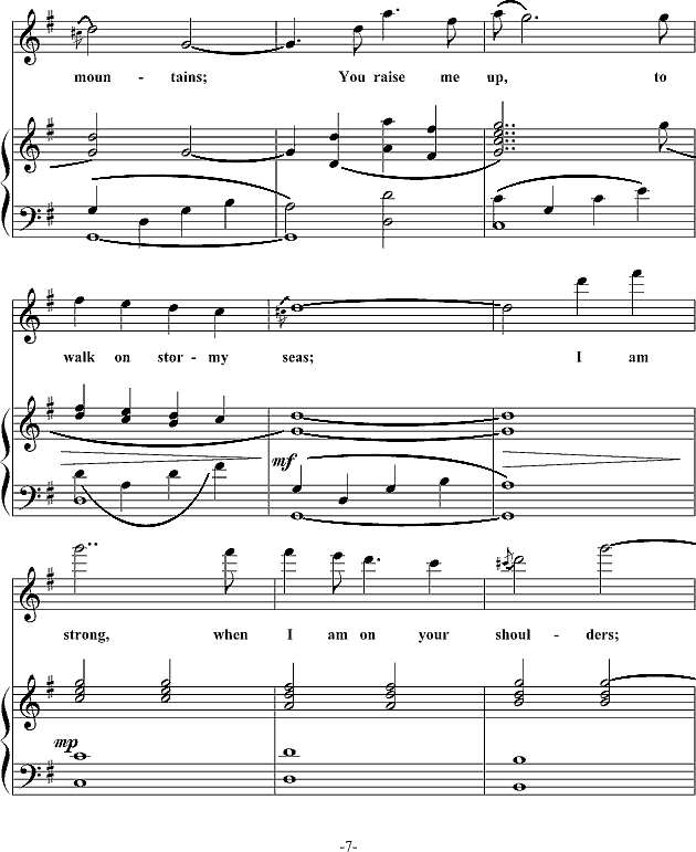 You Raise Me Up弹唱谱钢琴谱