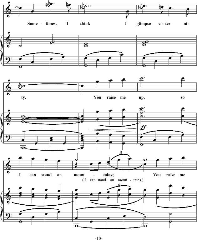 You Raise Me Up弹唱谱钢琴谱