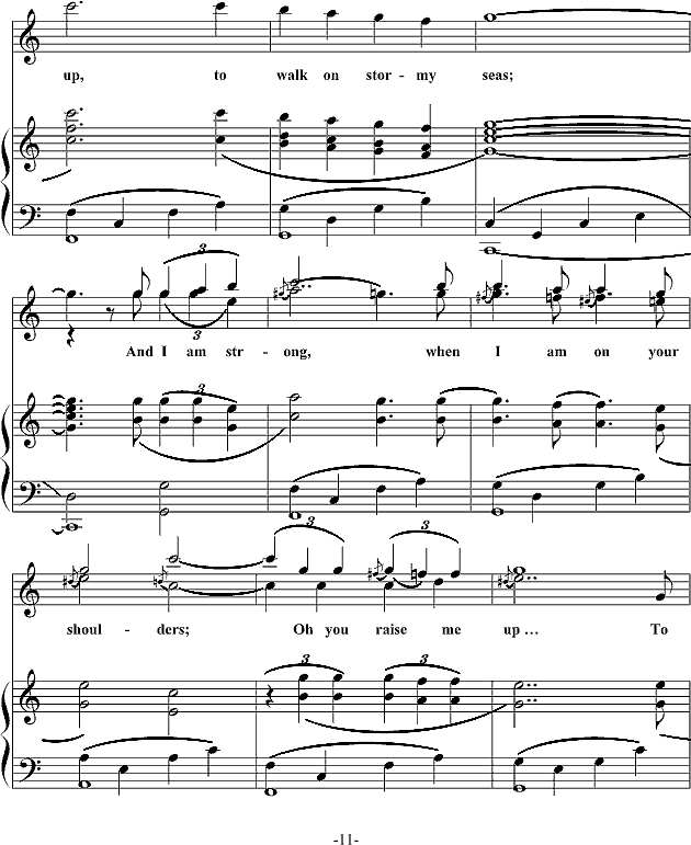 You Raise Me Up弹唱谱钢琴谱