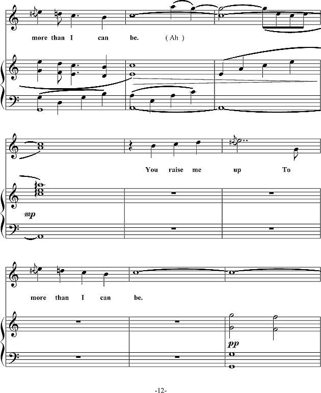 You Raise Me Up弹唱谱钢琴谱