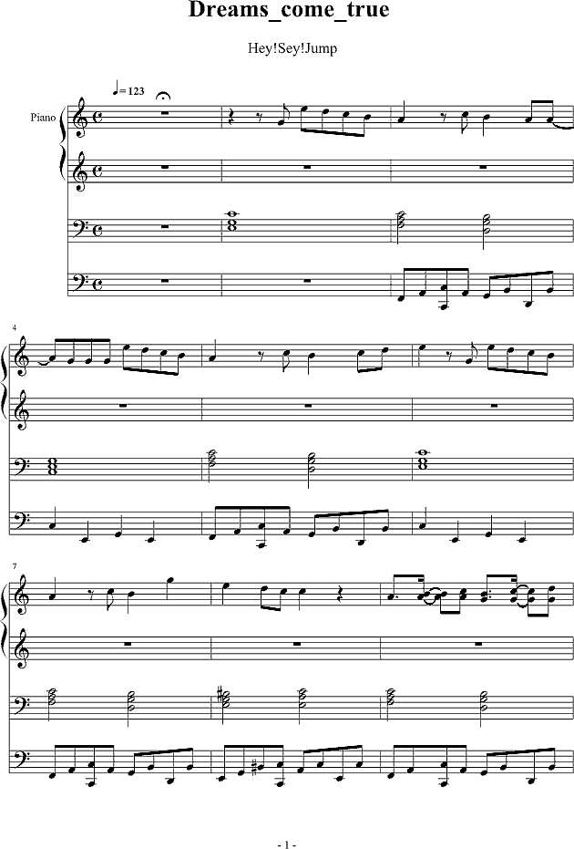 Dreams Come True钢琴谱