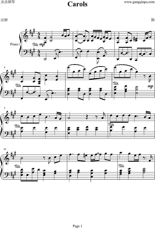 carols钢琴谱