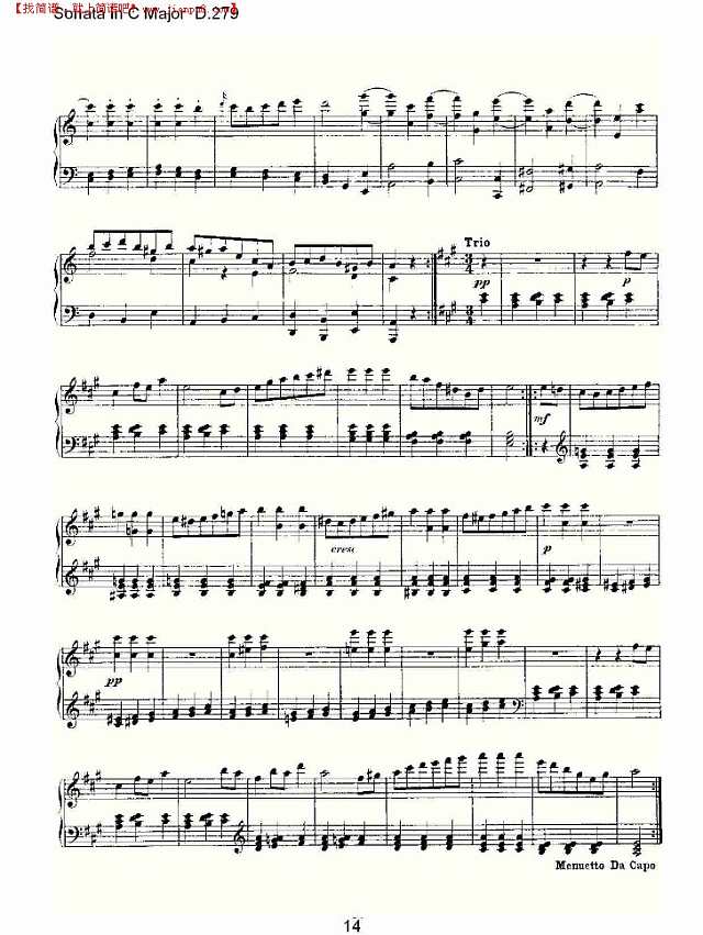 Sonata in C Major D.279   C大调奏鸣曲D.279（三）简谱