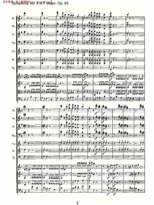 F大调第八交响曲 Op.93　第四乐章（一）简谱
