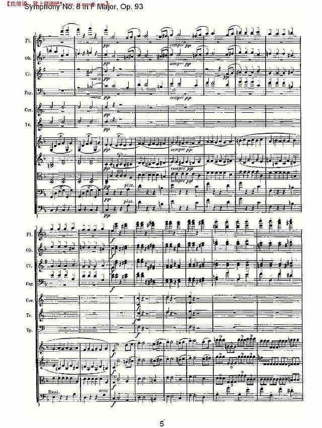F大调第八交响曲 Op.93　第四乐章（一）简谱