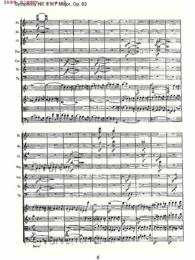F大调第八交响曲 Op.93　第四乐章（一）简谱