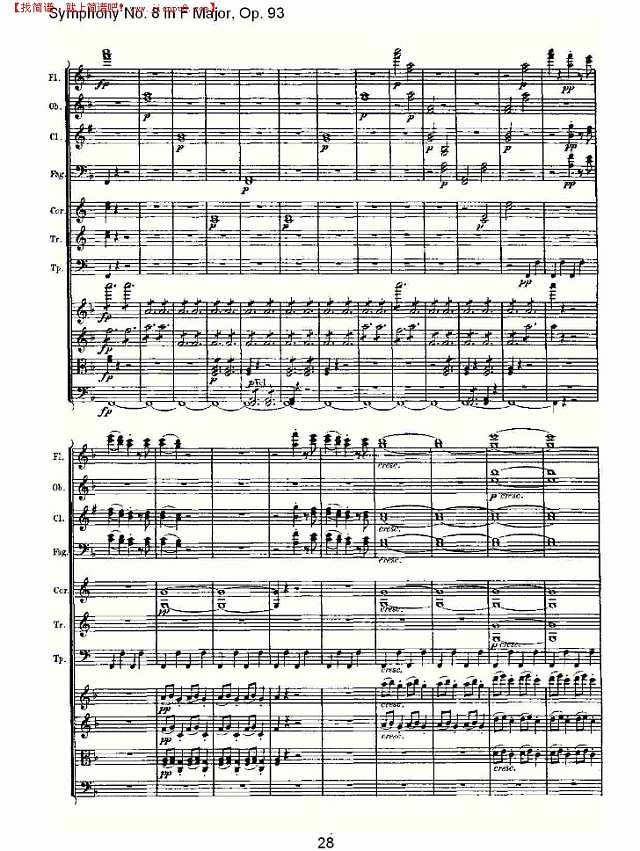 F大调第八交响曲 Op.93　第四乐章（三）简谱