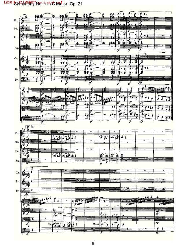 C大调第一交响曲 Op. 21 第四乐章简谱