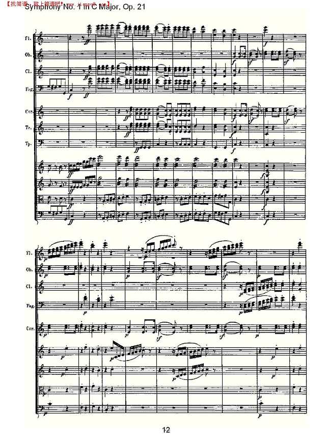 C大调第一交响曲 Op. 21 第四乐章简谱