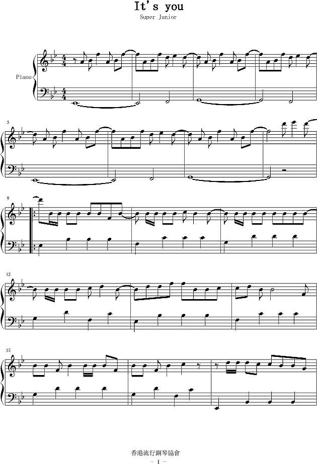 It’s  you钢琴谱钢琴谱