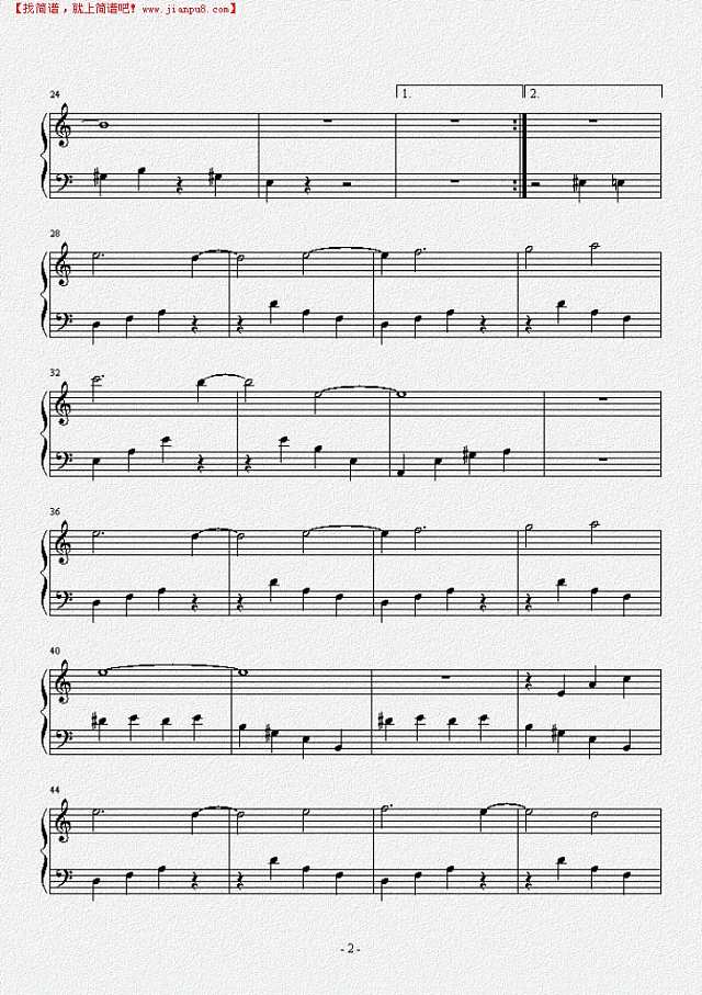 植物大战僵尸后院夜晚战背景音乐钢琴谱