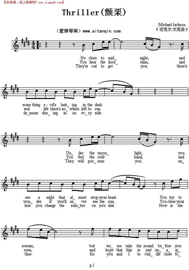 Thriller钢琴谱