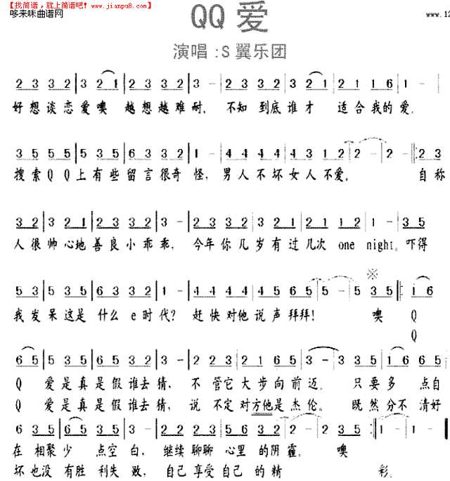 QQ爱(s.w.in)简谱
