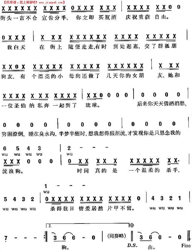 流浪狗 (范晓萱 李泉)简谱