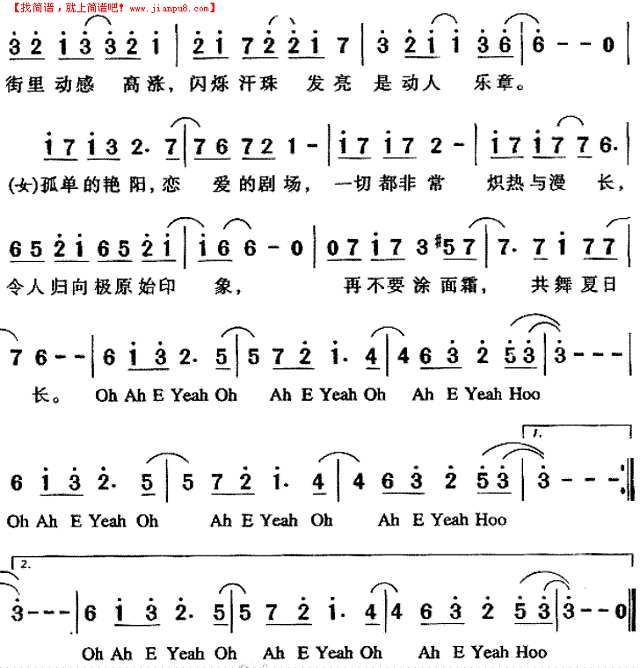 非常夏日 (张学友 王菲)简谱