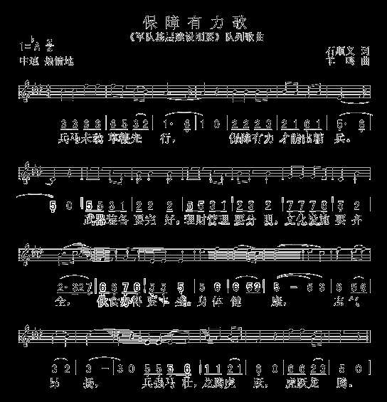 保障有力歌（军歌）简谱
