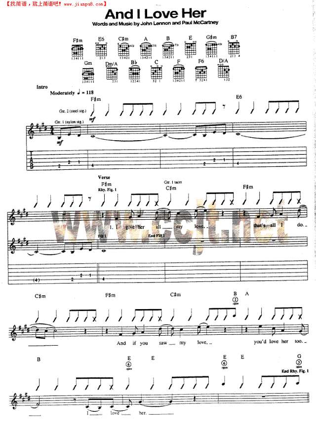 And I Love Her吉他谱
