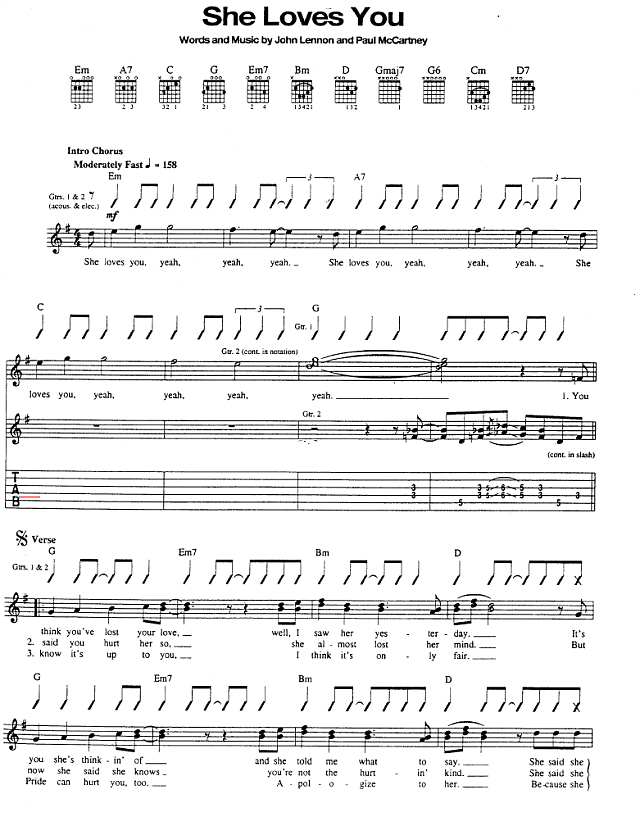 she Loves you吉他谱
