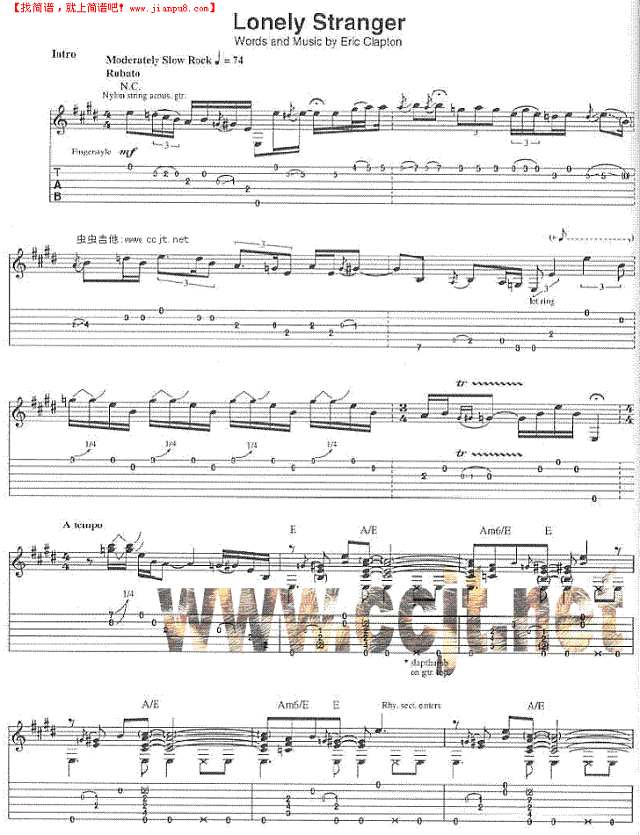 Lonely Stranger - 原版扫描吉他谱
