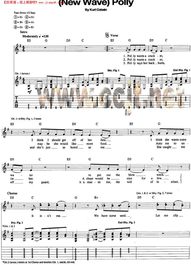 new wave吉他谱
