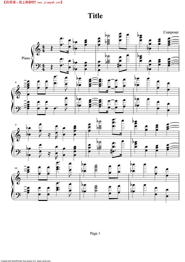 美国国歌 title钢琴谱