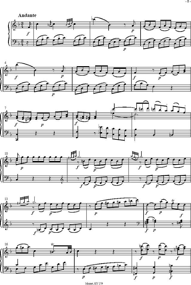奏鸣曲 Sonatas K279 Mvt.2钢琴谱
