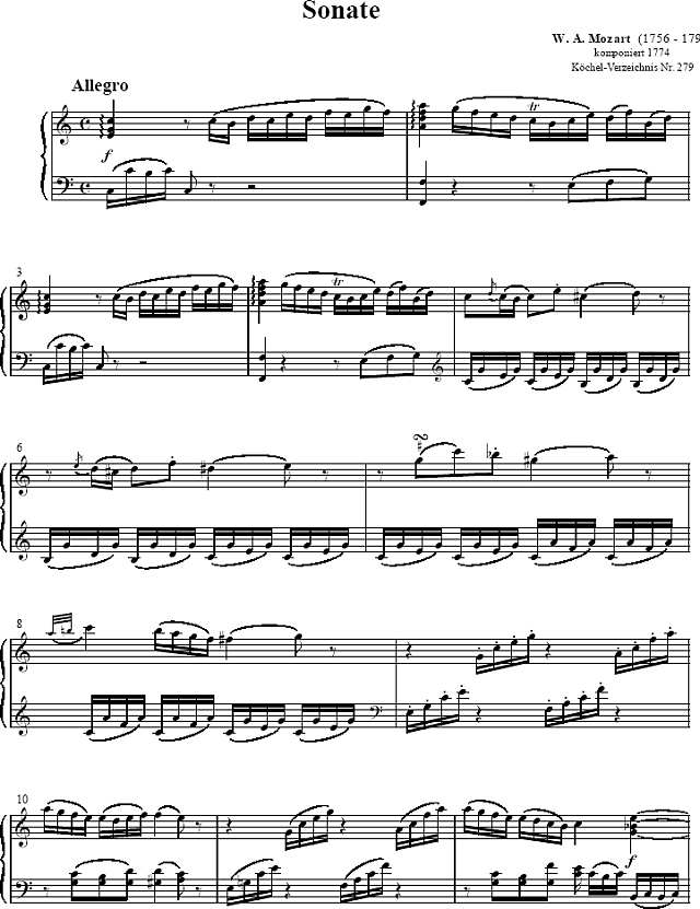 奏鸣曲 Sonatas K279   Mvt.1钢琴谱
