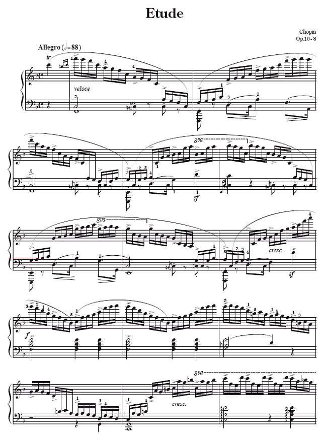 第八练习曲-Etude Op.10-8钢琴谱
