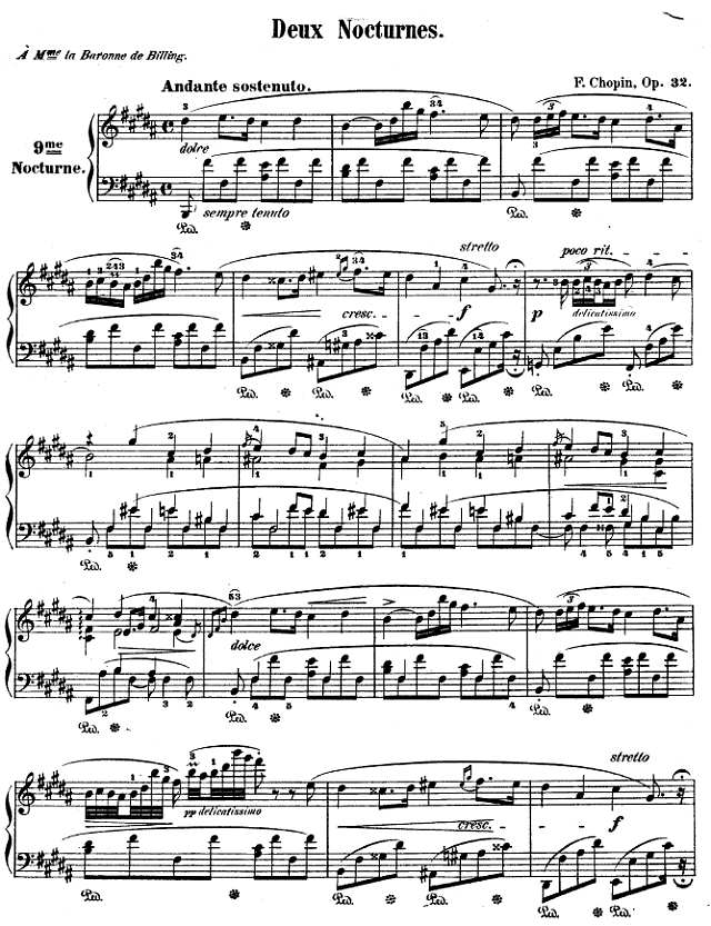 B大调夜曲作品32号 -OP32 NO.2钢琴谱
