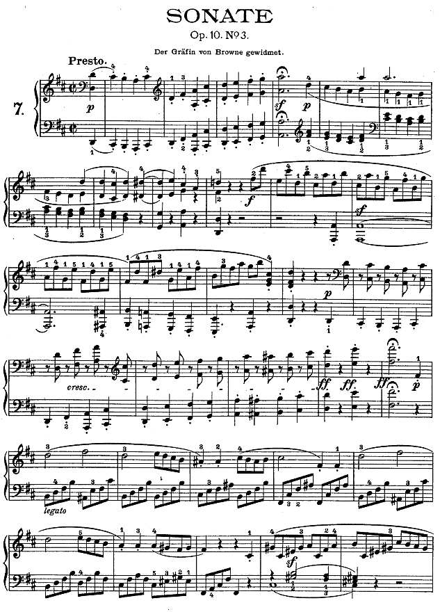 D大调第七钢琴奏鸣曲 - Op. 10 No--3钢琴谱
