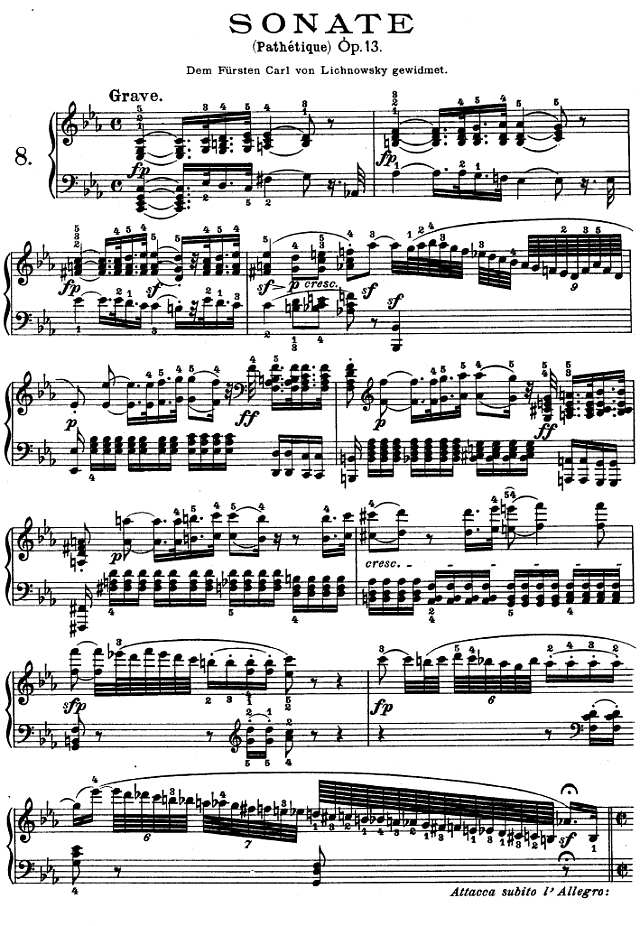 C小调第八琴奏鸣曲（悲怆）Op—13钢琴谱
