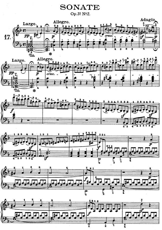 暴风雨-d小调第十七钢琴奏鸣曲 - Op.31—2钢琴谱
