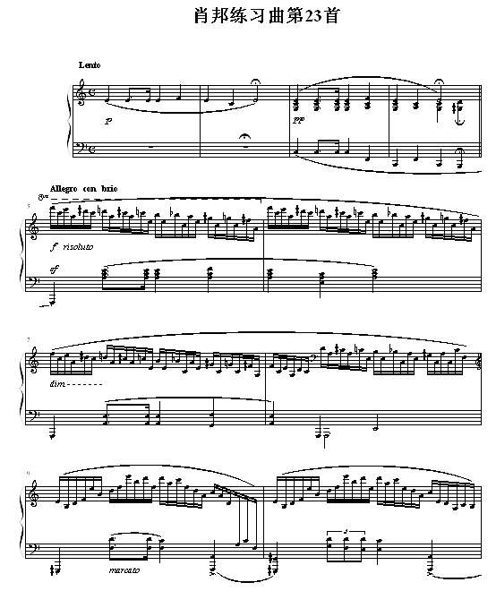肖邦练习曲第２３首-（冬风）钢琴谱
