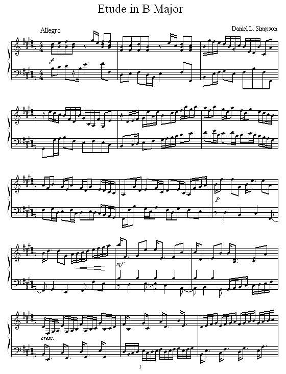 Etude in B Major钢琴谱
