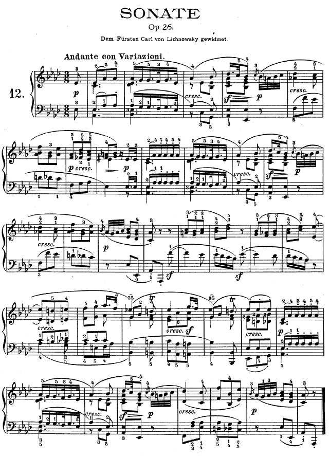 第十二钢琴奏鸣曲-（Op.26）钢琴谱
