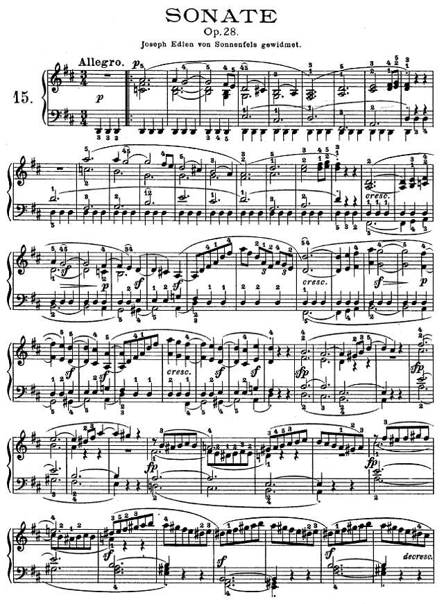 第十五钢琴奏鸣曲-（Op.28）钢琴谱
