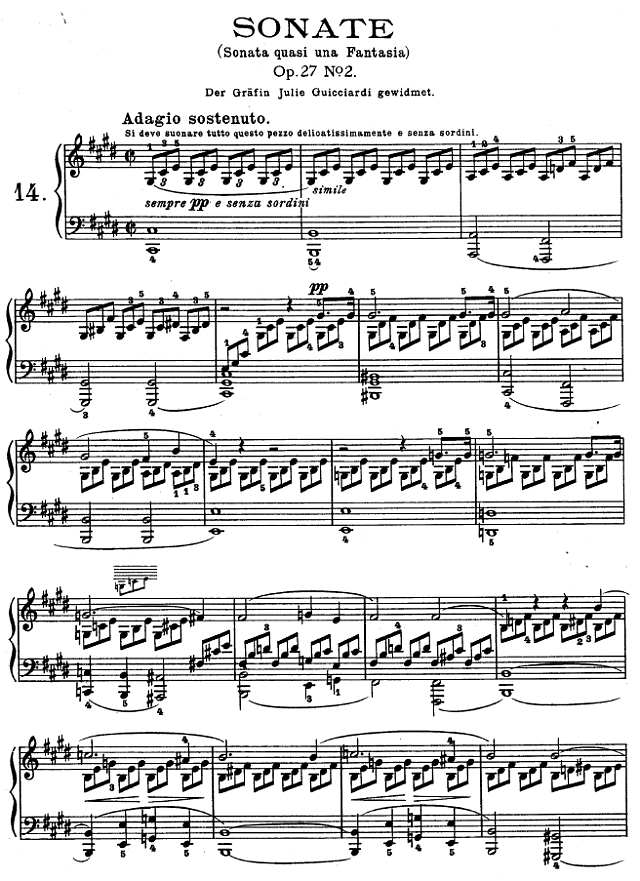 第十四钢琴奏鸣曲-《月光曲]-(作品27第2号)钢琴谱

