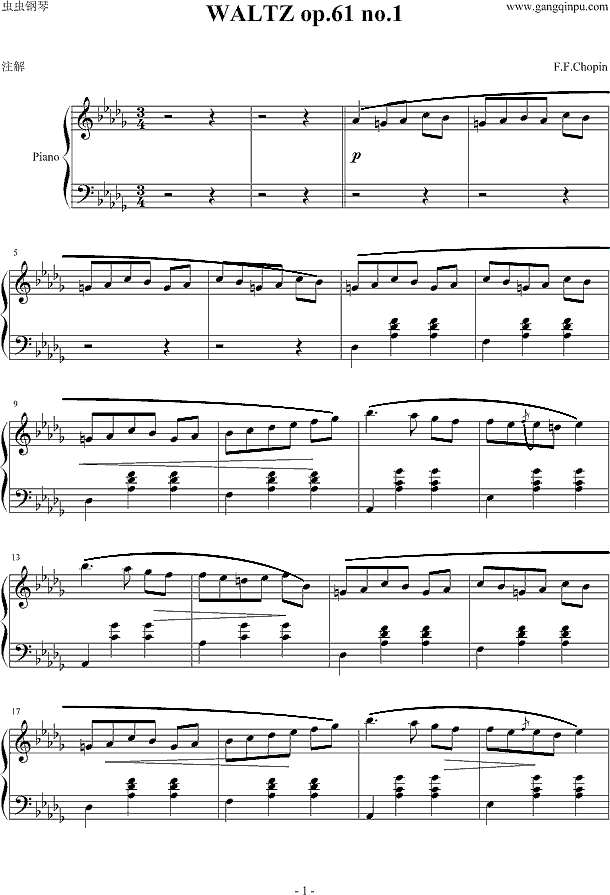 WALTZ op.61 no.1钢琴谱

