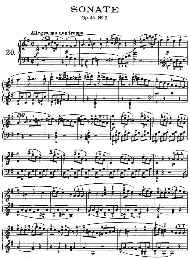 第二十钢琴奏鸣曲-Op.49 No.2钢琴谱
