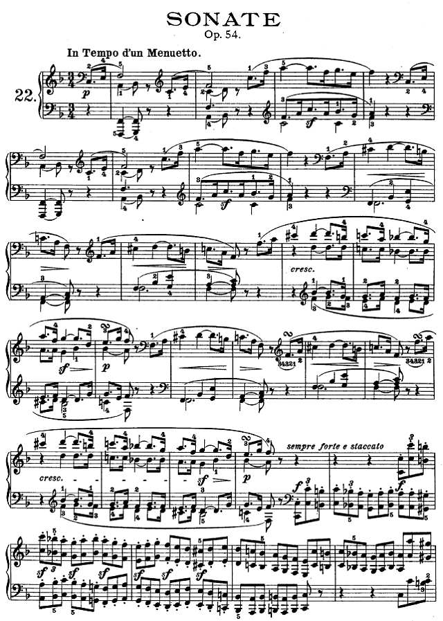 第二十二钢琴奏鸣曲-Op.54钢琴谱

